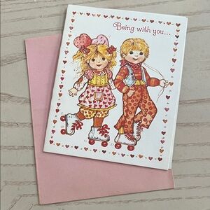 Vintage 1970’s Current Valentines Day 💕 Greeting Card with Roller Skating Kids
